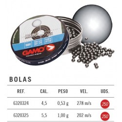 Balines Gamo Bolas Round 5,5 mm 250 ud
