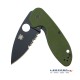 Spyderco Efficient G10 Parcialmente Serrada Verde Hoja Negra