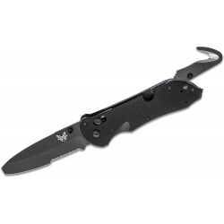 Benchmade Triage 916SBK Drop Point Negra Hoja Negra Filo Mixto Con Gancho