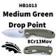 Honey Badger Medium Linerlock Drop Point Green