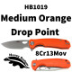 Honey Badger Medium Linerlock Drop Point Orange