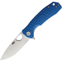 Honey Badger Medium Linerlock Drop Point Blue Acero D2